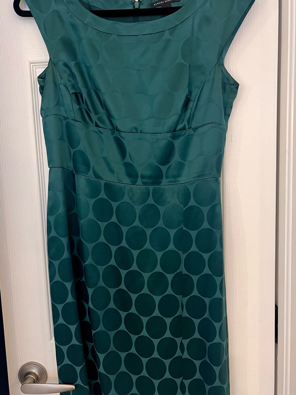 Banana Republic Teal Jacquard Circle/Polka Dot Sleeveless Sheath Dress – Sz 6